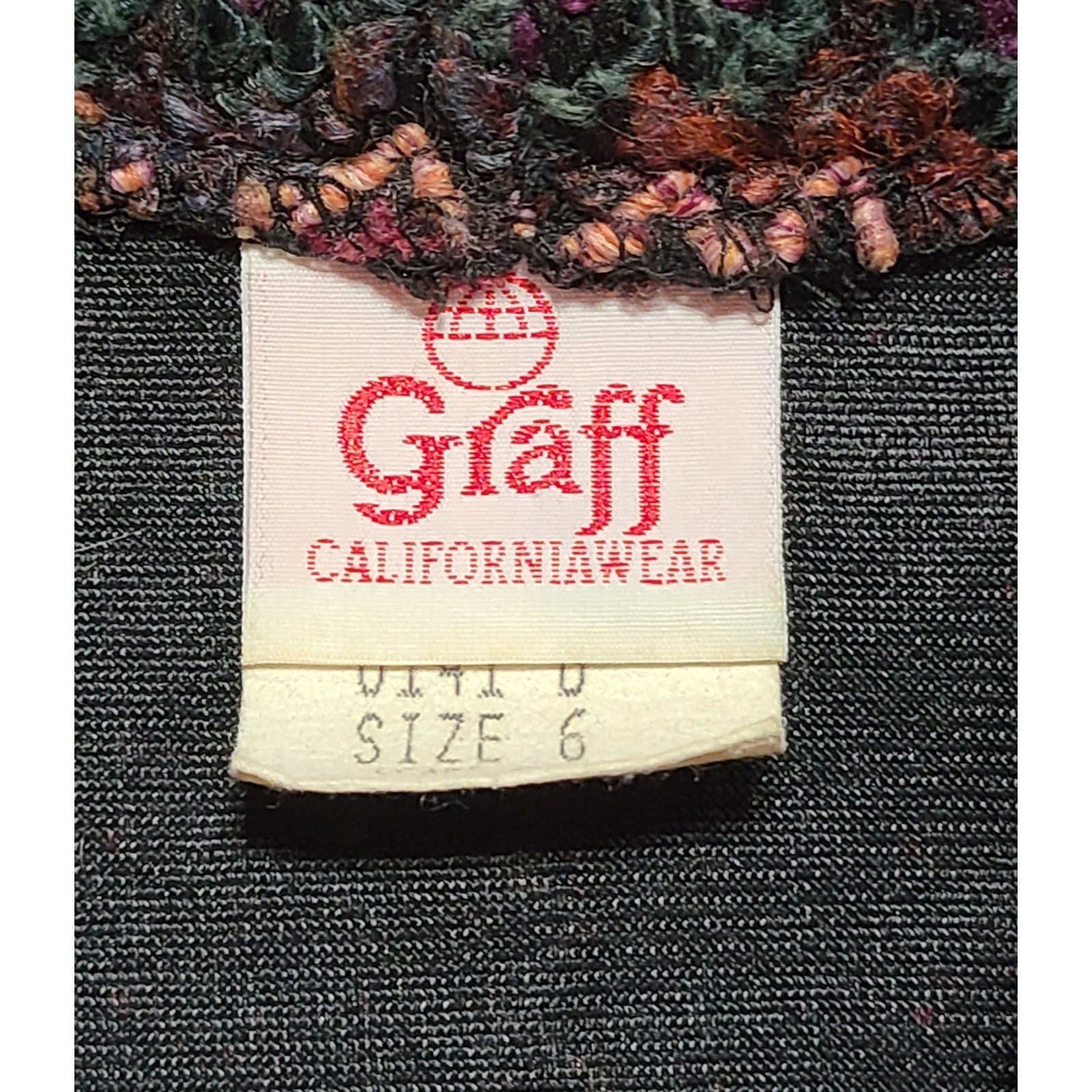 VTG Graff Californiawear Mohair Blend Colorful Boho Hippy Knit Cardigan SZ 6 USA