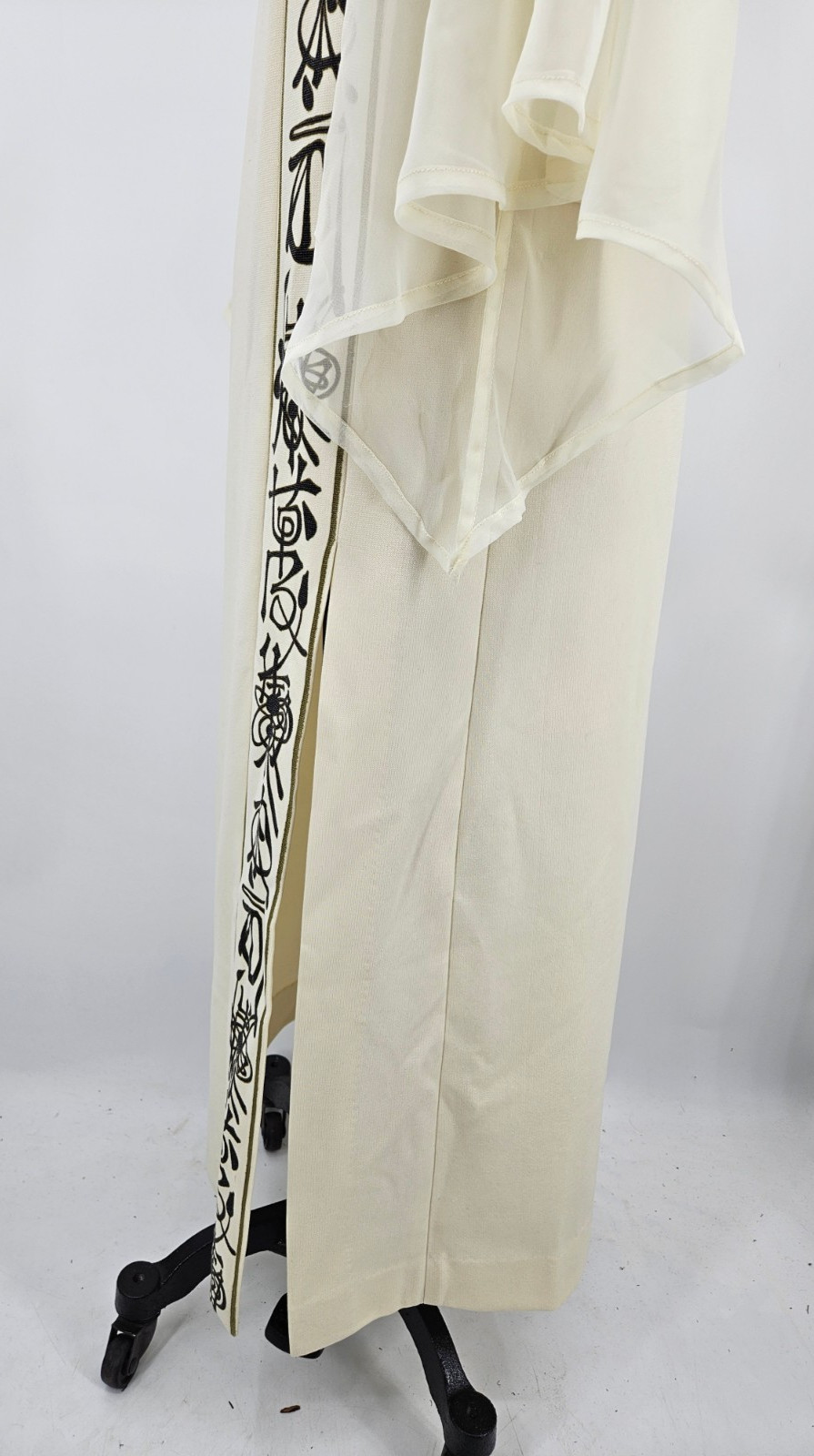 VTG Alfred Shaheen Maxi Dress Womens 10 Asian Inspired Sheer Bell Sleeves Slit