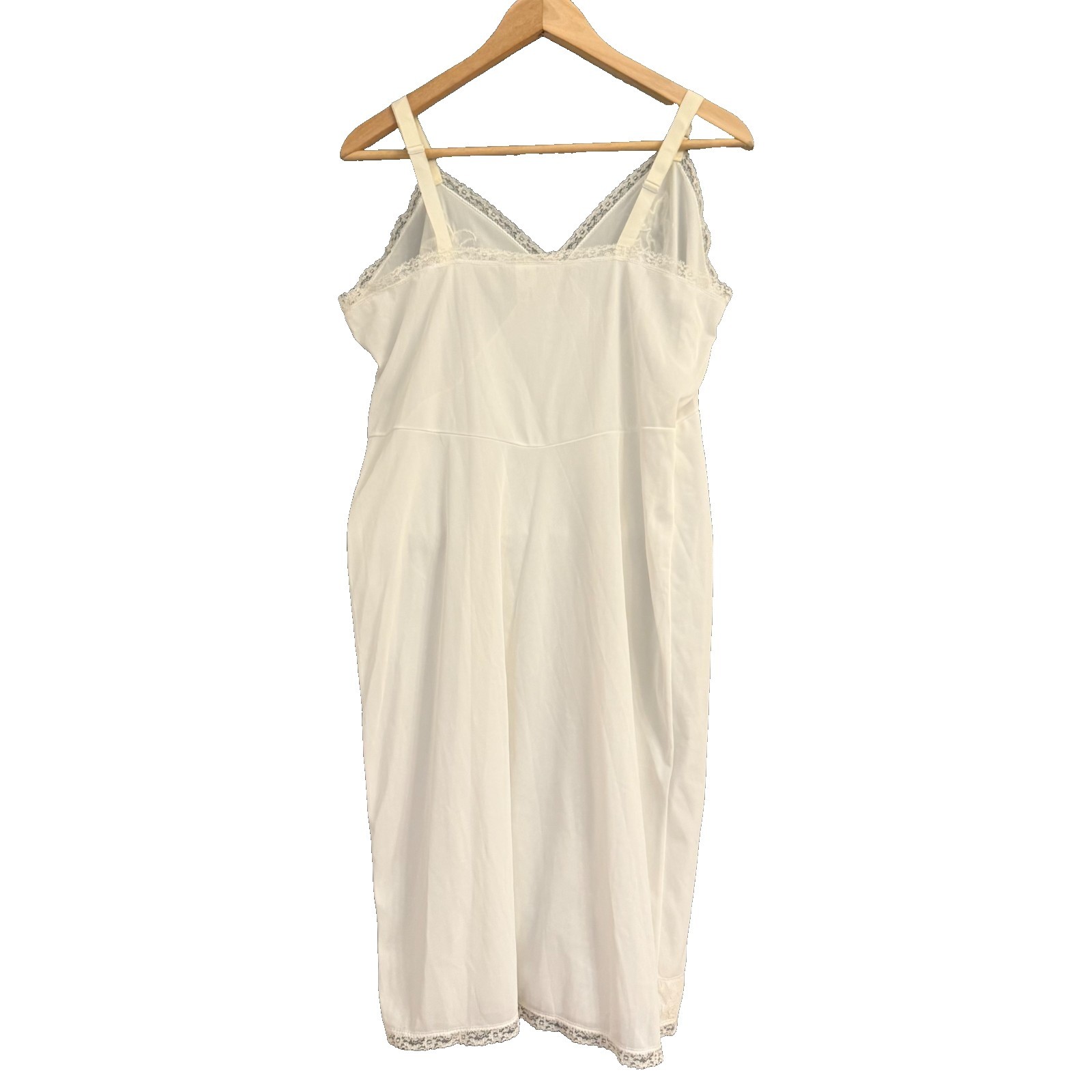 1960s Movie Star Full Slip White Nylon Tricot Lace Trim Sz Large USA