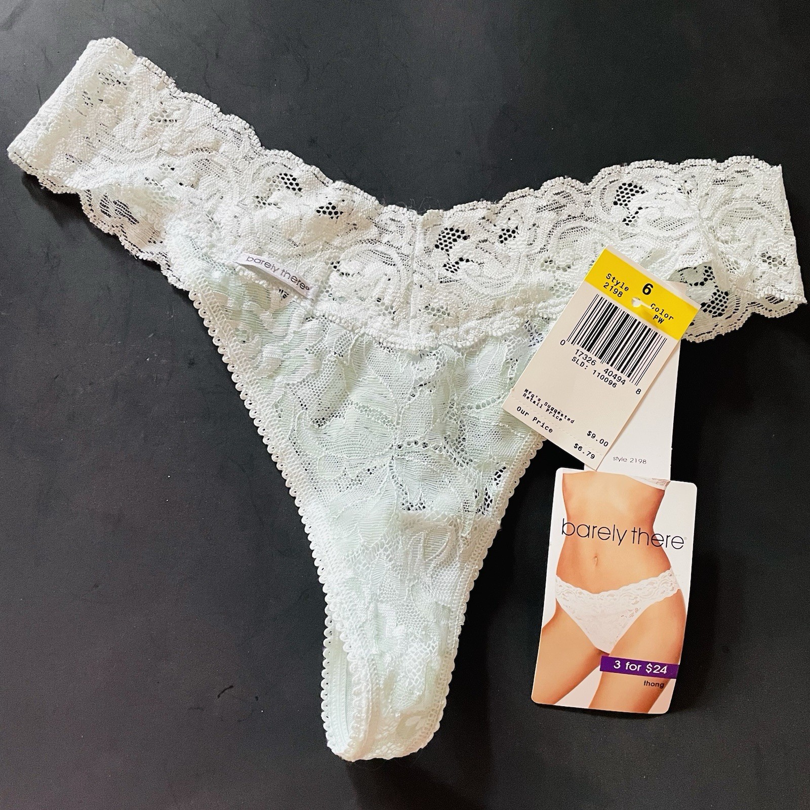 Vintage Y2K Pastel Green Lace Thong Panties Sz 6 Barely There Underwear Lingerie