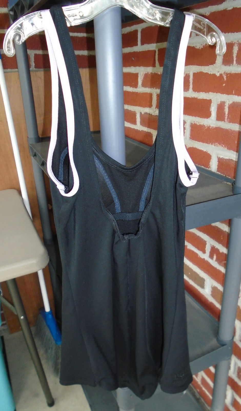 Ladies Speedo Size 12 Black Pink/White Stripes One Piece Bathing Suit ~ Preloved