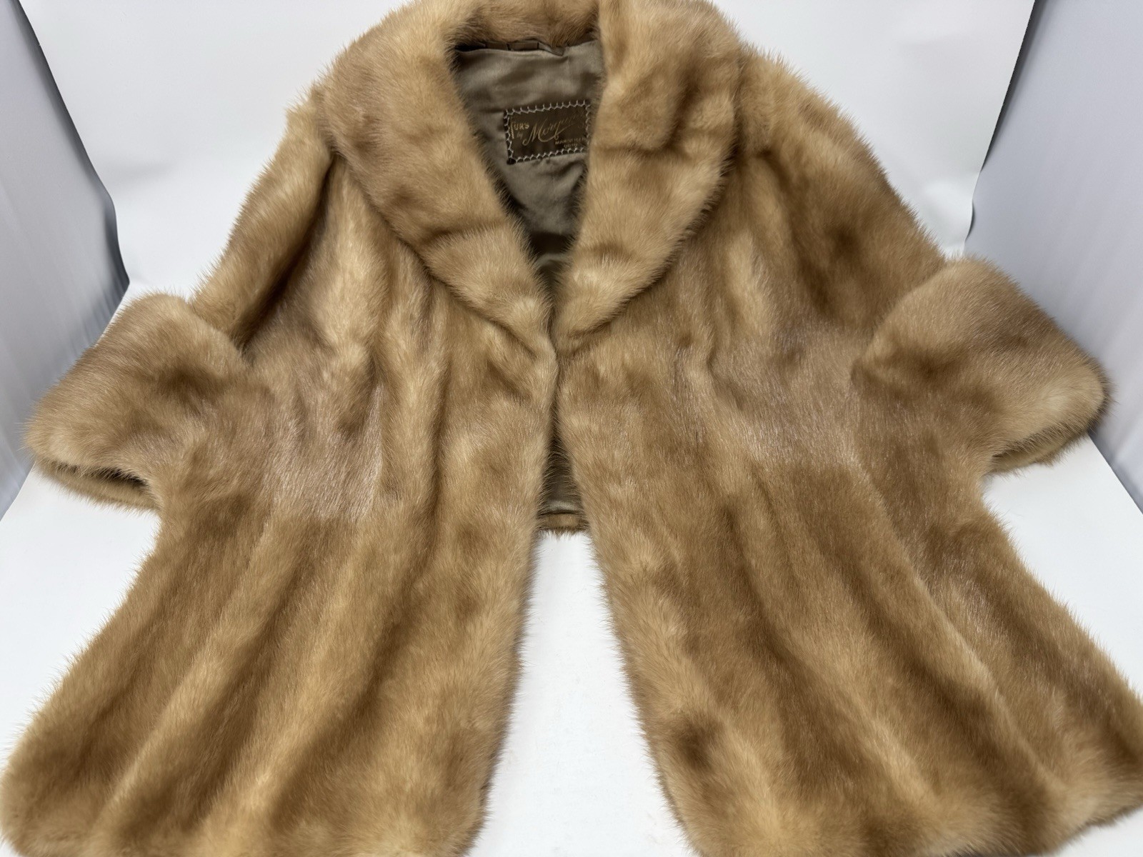 Vintage 1950s Blonde Mink Fur Stole Capelet Wrap Furs by Morgans Mansfield Ohio