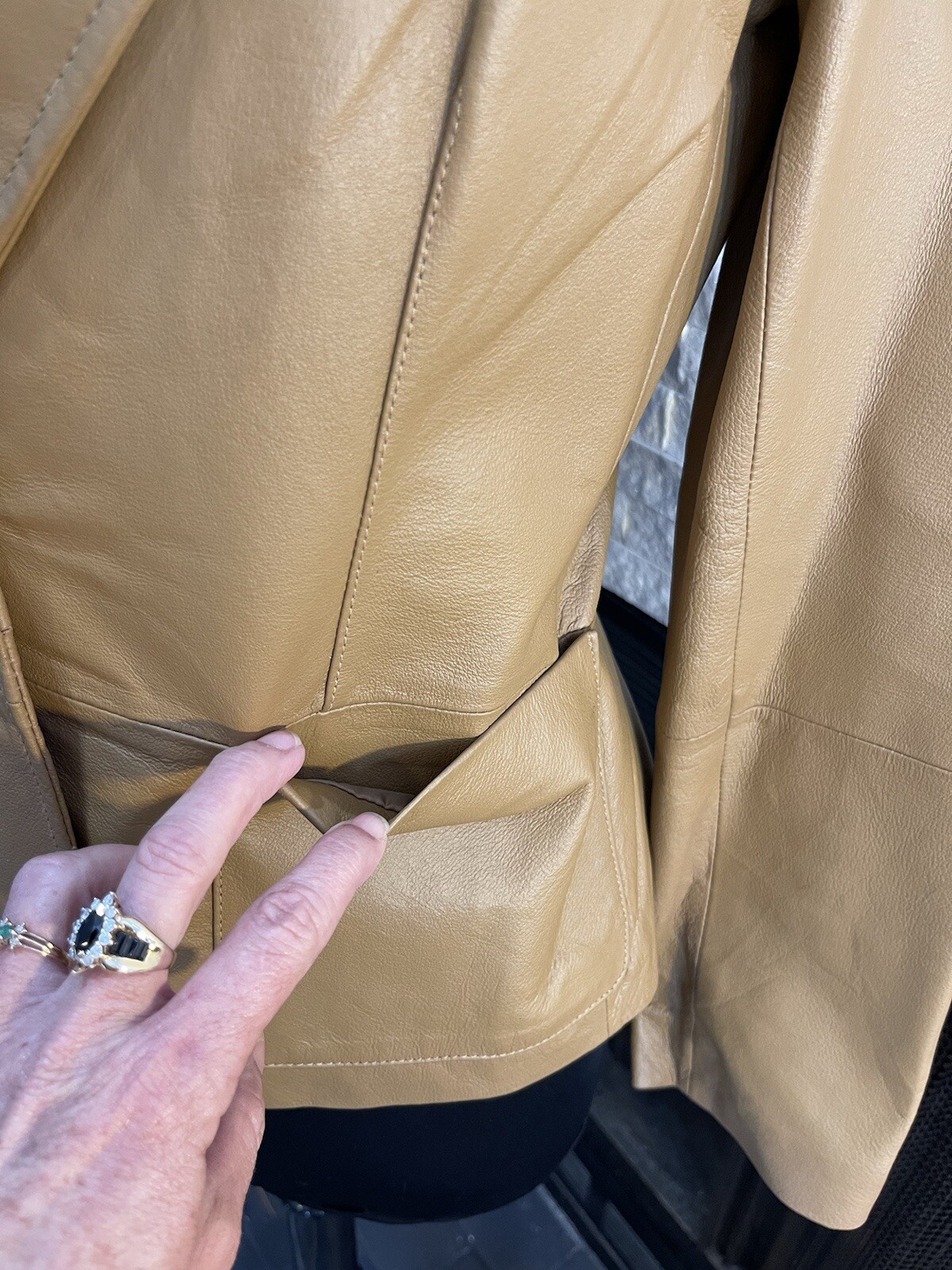 90s Y2K Rampage Camel Brown Leather Blazer Jacket Size Large Vintage
