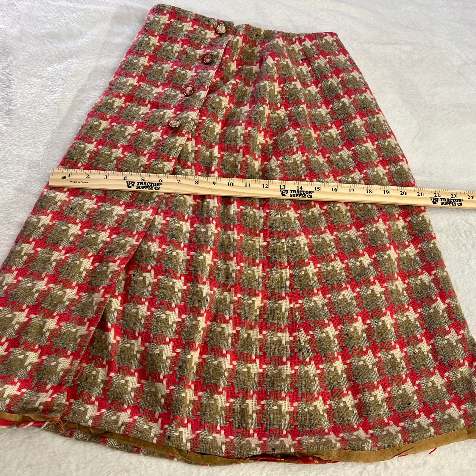 VTG McMullen MCM Skirt Tag Size 10 Multi Colored Weaved Fabric Buttons Pocket