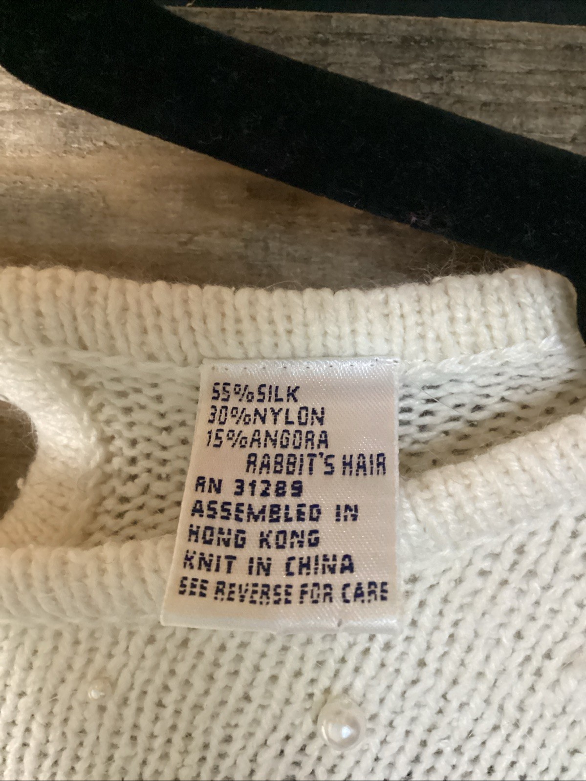 Vintage Allison Smith Faux Pearl Silk/ Angora Rabbits Hair Sweater Size MP