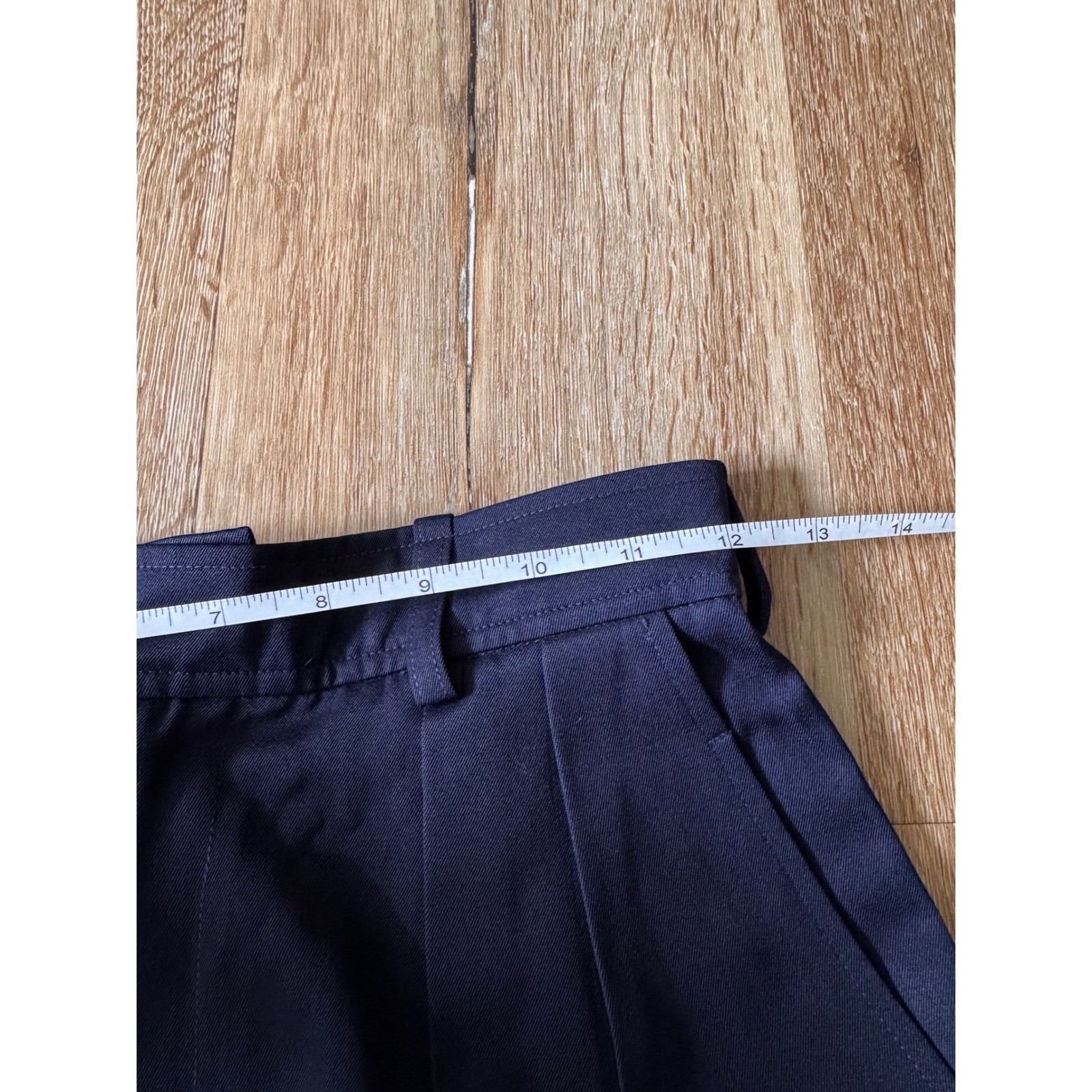 Yves Saint Laurent Navy Blue Pleated High Waist Wool Trousers Size 36