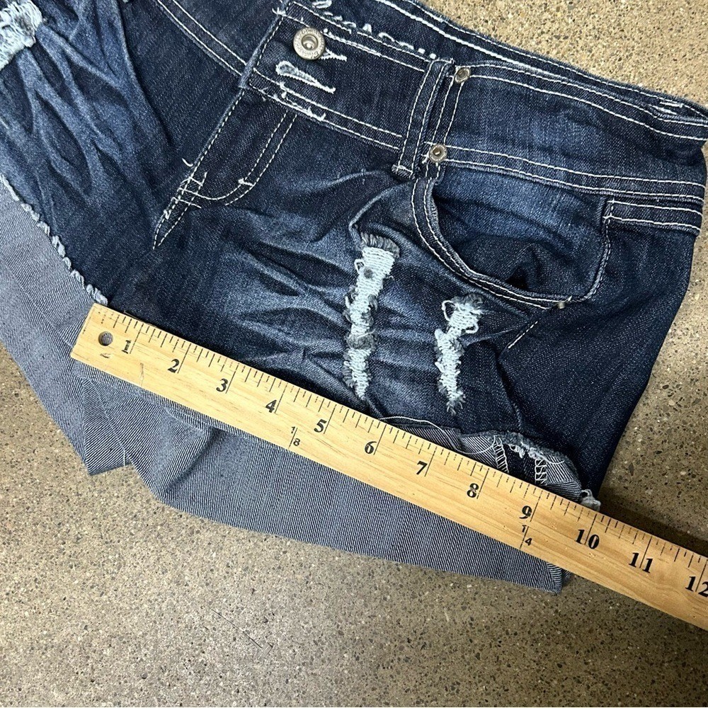 Blue Asphalt Denim Shorts Womens 5 Blue Y2K Mini Micro Grunge 2000s Thigh High