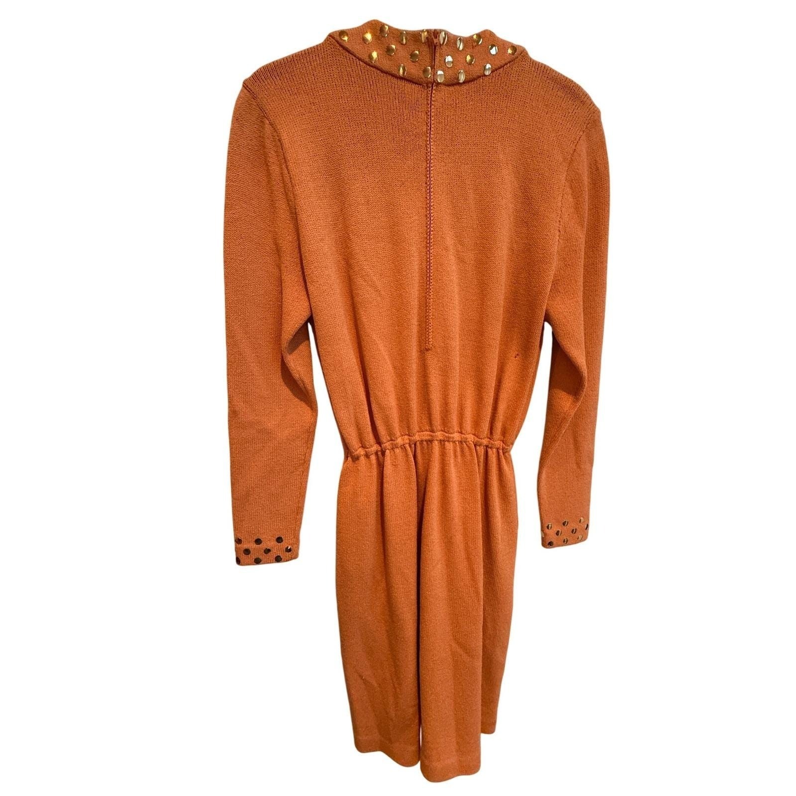 Vintage St. John Evening Santana Knit Dress – Studded Persimmon