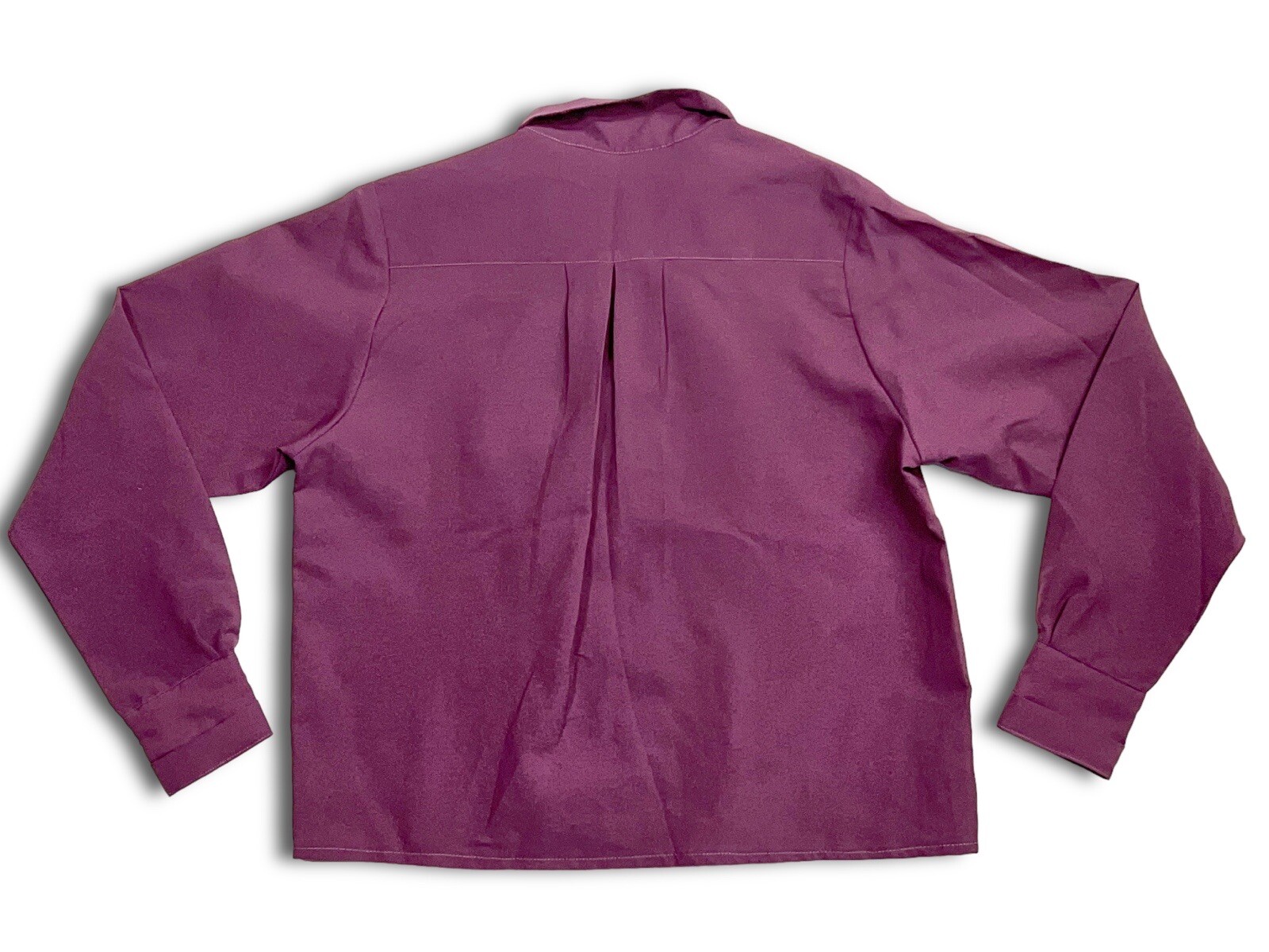 Vintage 80s Plum Purple Pleated Blouse Women’s Small Long Sleeve Button-Up