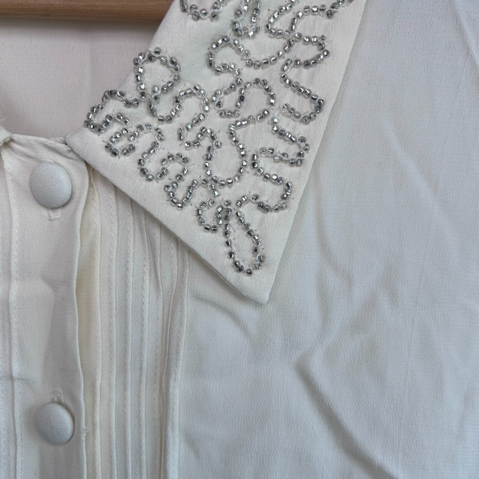 Vintage 90s CL Carole Little Beaded Collar Blouse