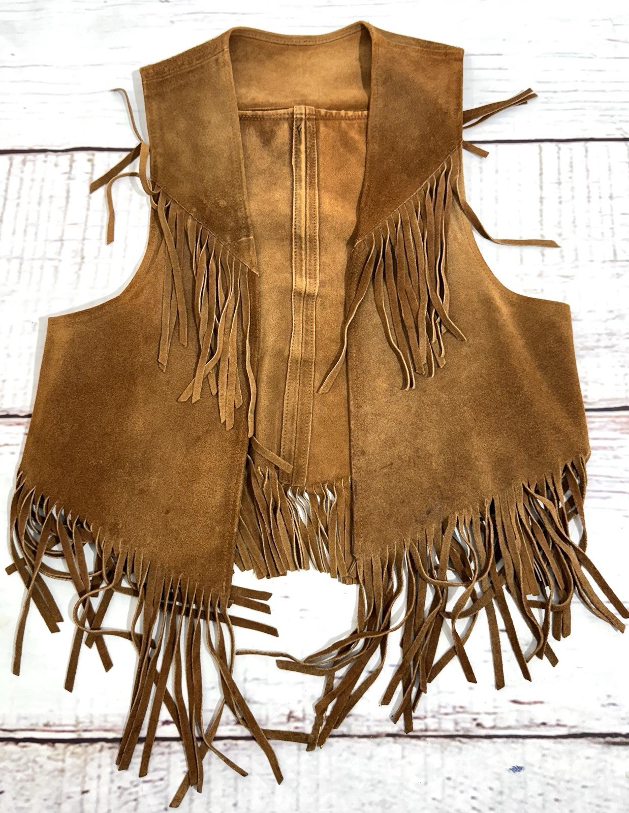 Suede Leather Vest Fringe Western Hippie motorcycle costume vintage native