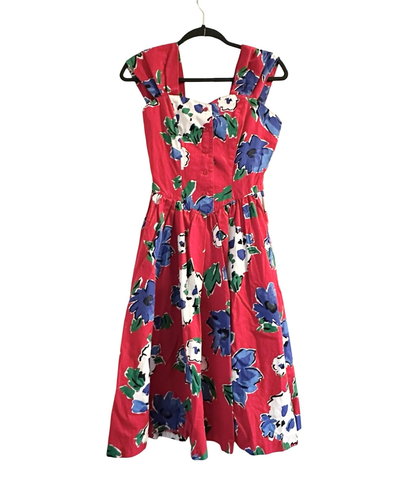 Vintage 80s does 50s Robbie Bee Floral Halter Circle Sun Dress 6 S M