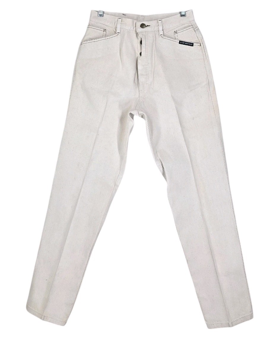 Rocky Mountain Jeans Ws 32/13 28×33 Cream ButtonFly Bareback Cowgirl USA Vtg Y2K
