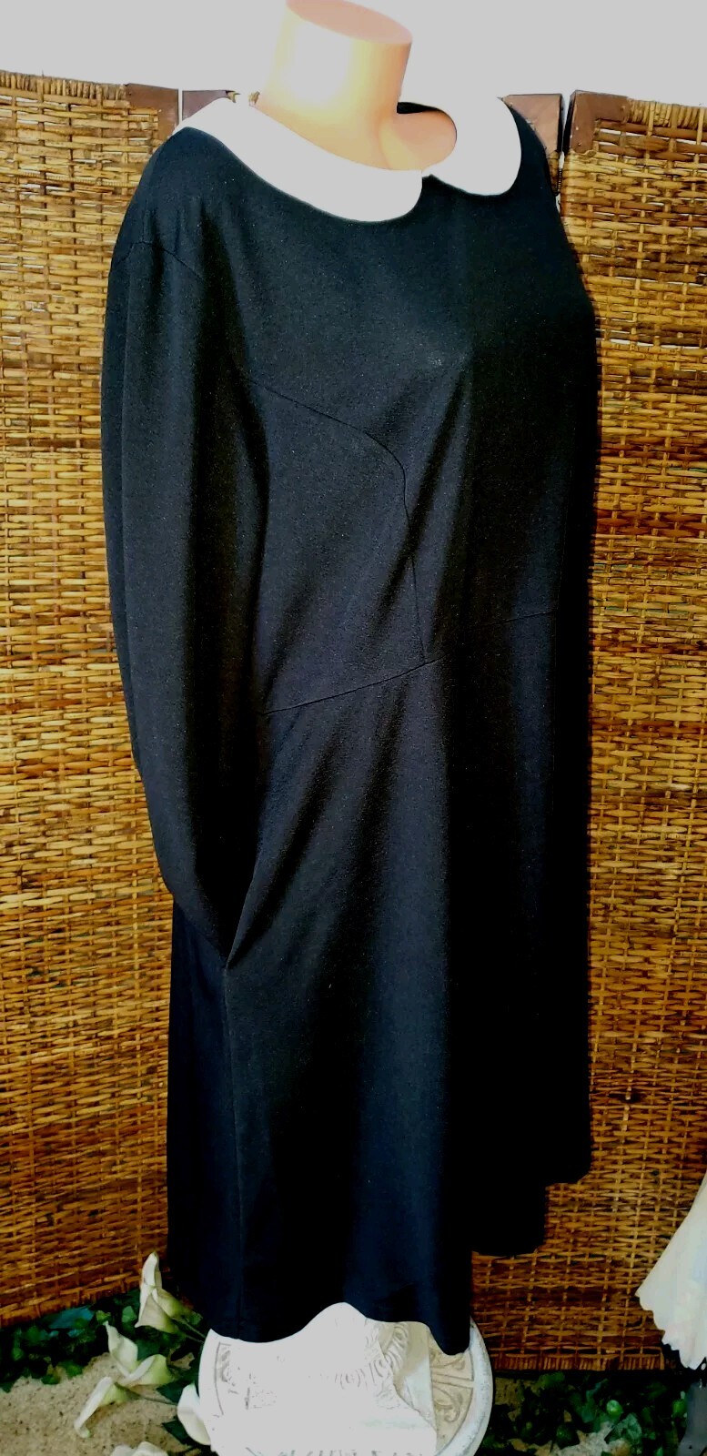 Nemidor Black Goth Wednesday Adams Stretchy Comfort Shift Dress Plus Sz 24 2XL