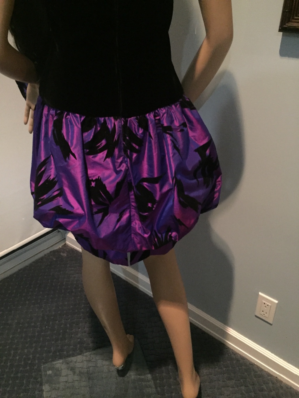 Vtg Jonathan Hitchcock Strapless Velvet Satin Black Purple Dress Sz 4 6