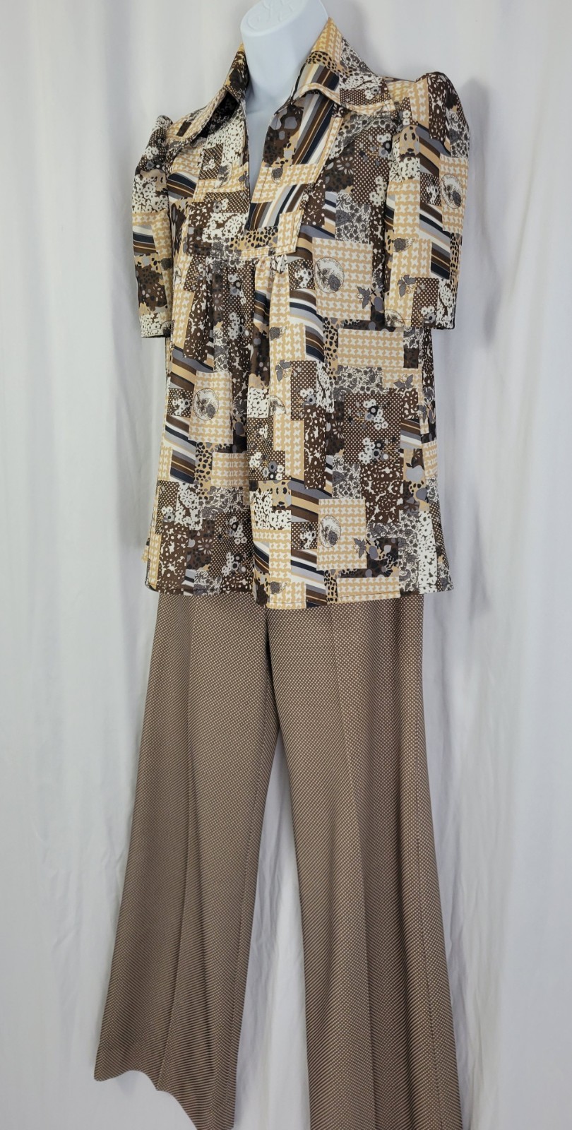 Vintage 2 Pc Top & Pants Set in Brown/Grey/White Size XS Maternity?