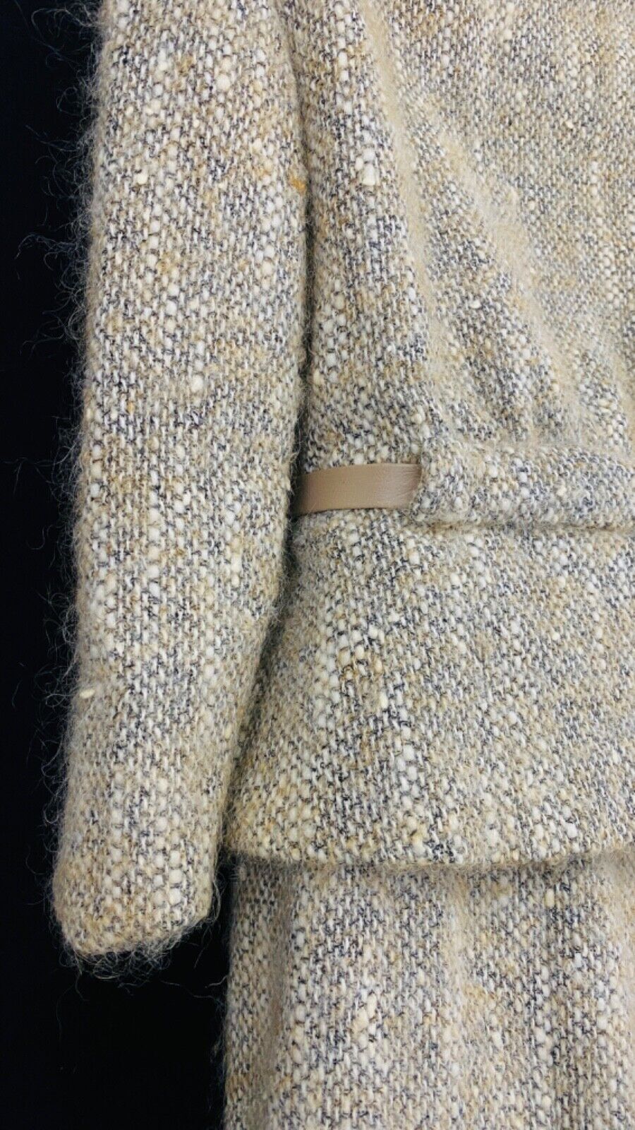 Vintage 1950s beige ivory wool skirt suit set, tweed mohair fall winter dress XS