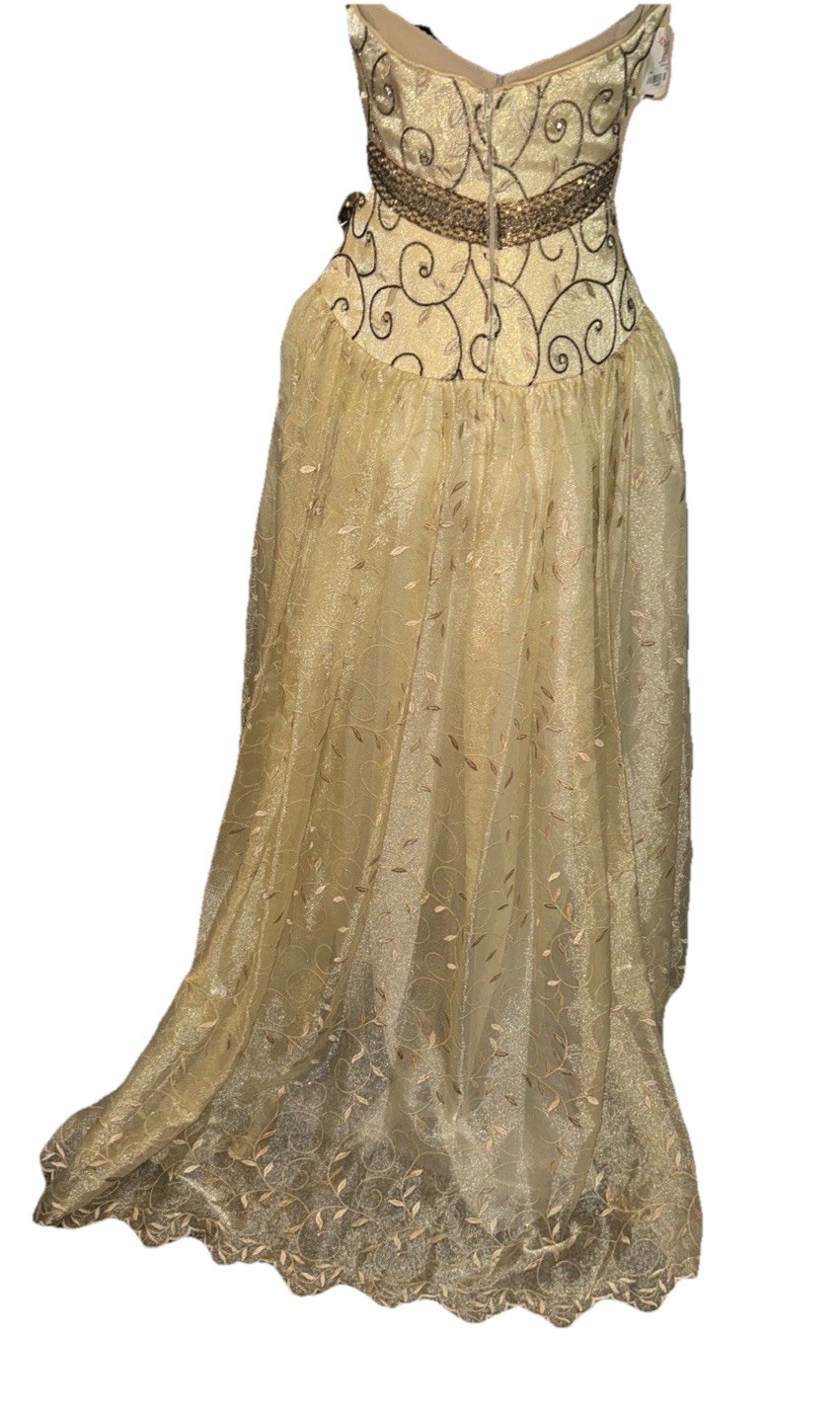 VTG NWT $5K MICHAEL CASEY COUTURE NEIMAN MARCUS GOLD STRAPLESS GOWN DRESS 10