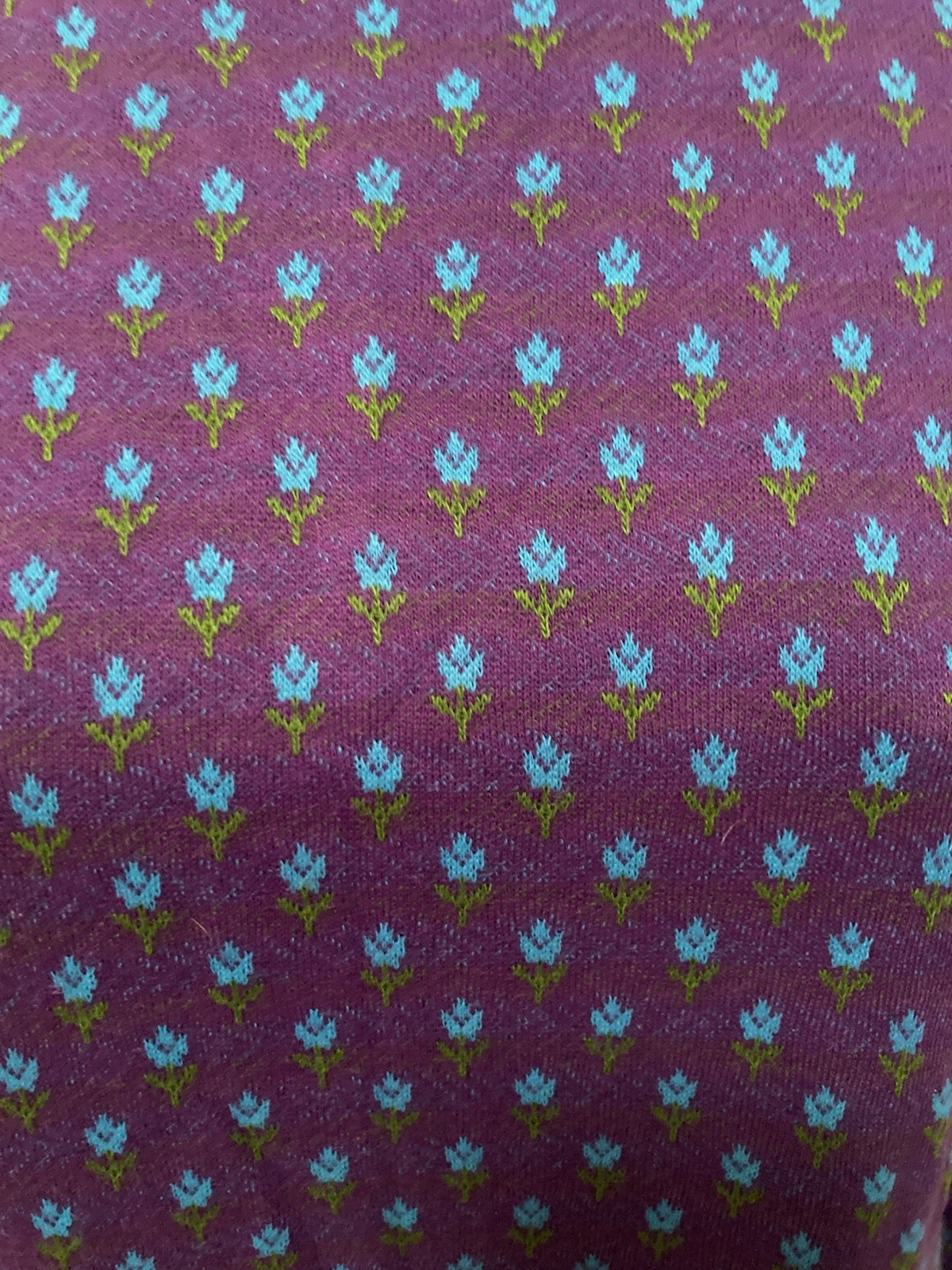 Vintage 1960s 70s Cottage Core Tulip Purple Dolly Mock Neck Groovy Mini M/L