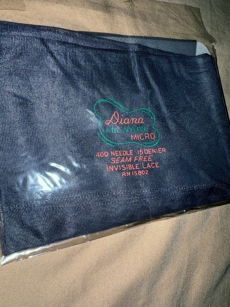 2 VTG Diana sz 10 Gray Micro 15 Denier Seam Free Invisible Lace Stocking Nylon