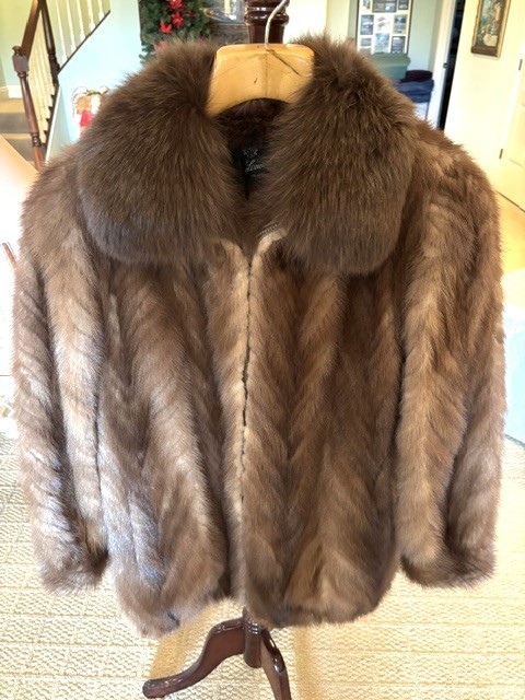 Vintage Genuine Mink Fur Stroller Jacket Brown Full Pelt 33” Medium Leonard Schw