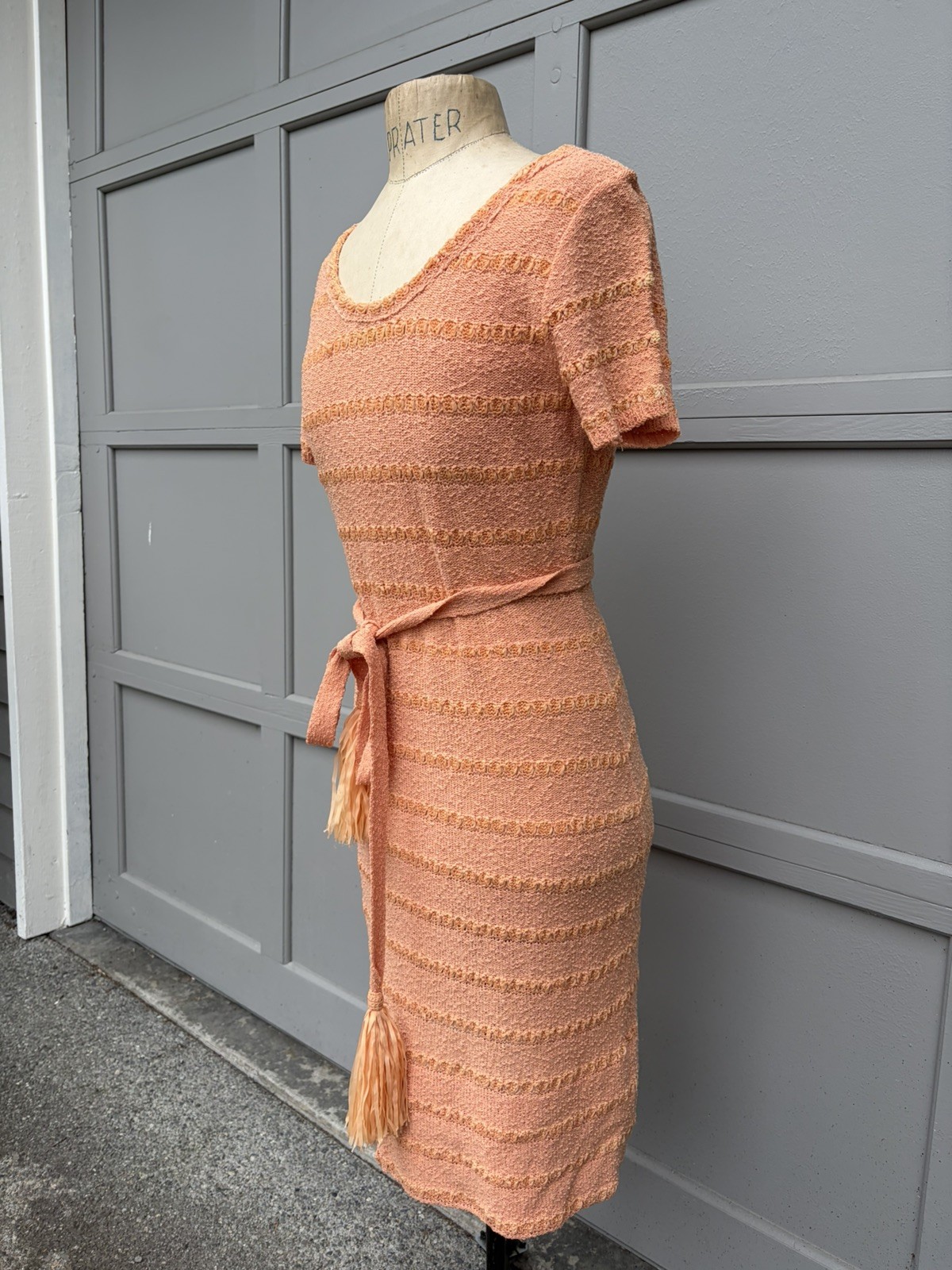 VINTAGE California Sportswear Snyderknit Dress – Womens Sz Medium Peach- 1940s