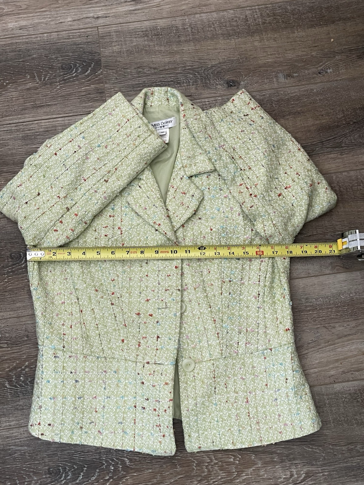 Vintage MissDorby 2PC Jacket Skirt Suit Sage Green 12 Vintage Shoulder Pads