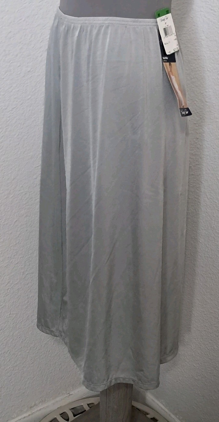Vanity Fair Half Slip Size M Long Light Gray Nylon Spandex Blend