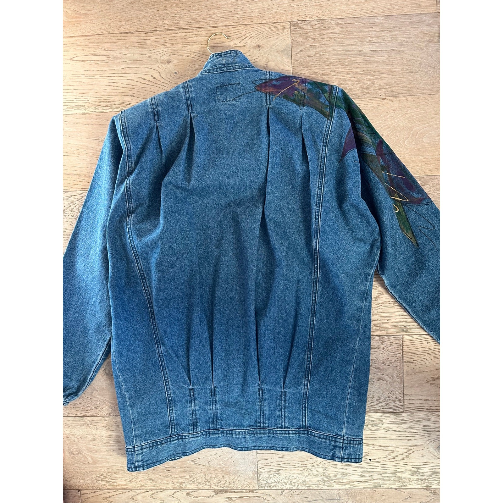 Vintage 80s Denim Jacket Size small Made USA Handpainted Retro Era Unique