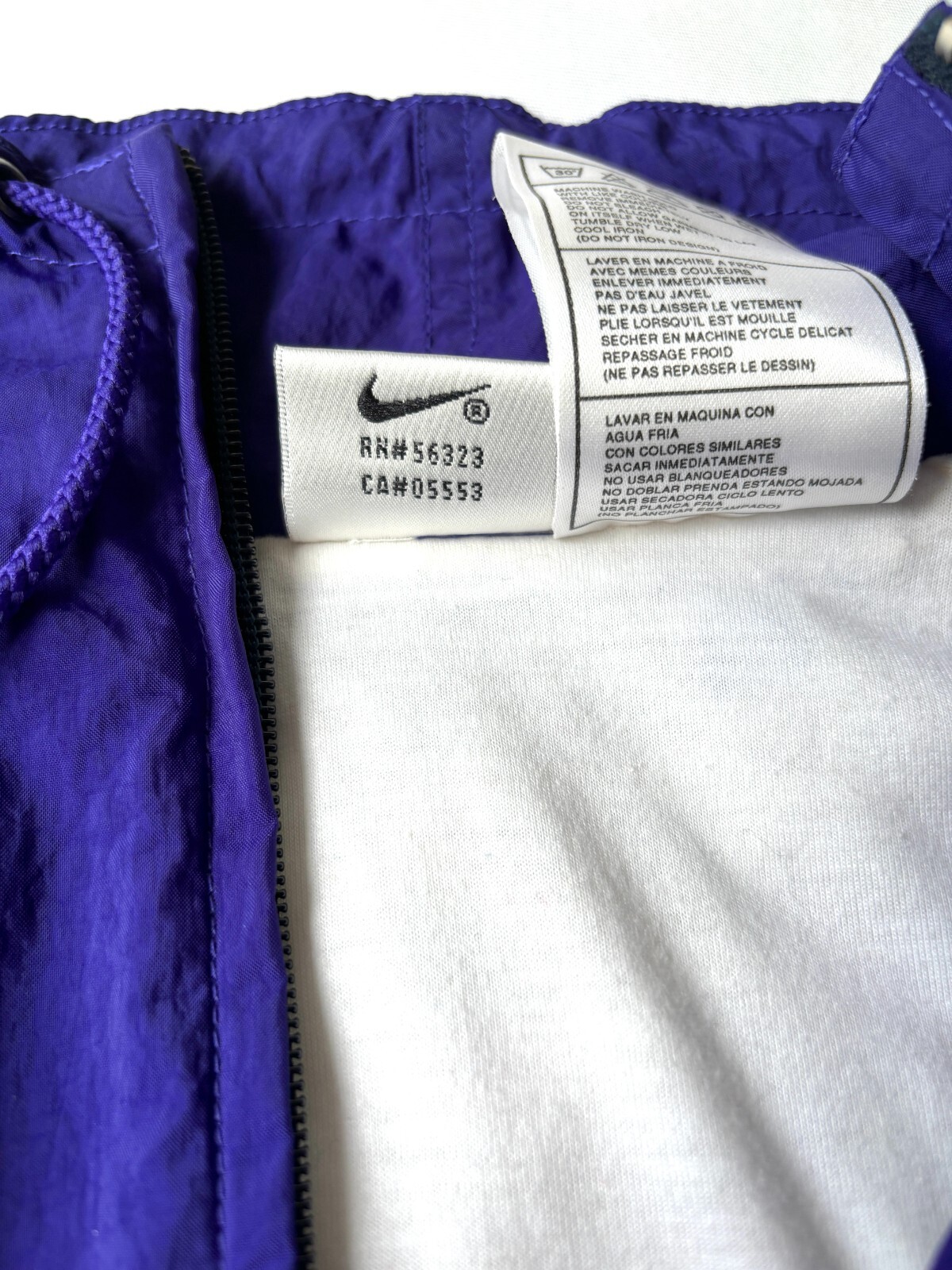 Vintage Womens Nike 90s Windbreaker Jacket White Purple Blue Size 14 Coat