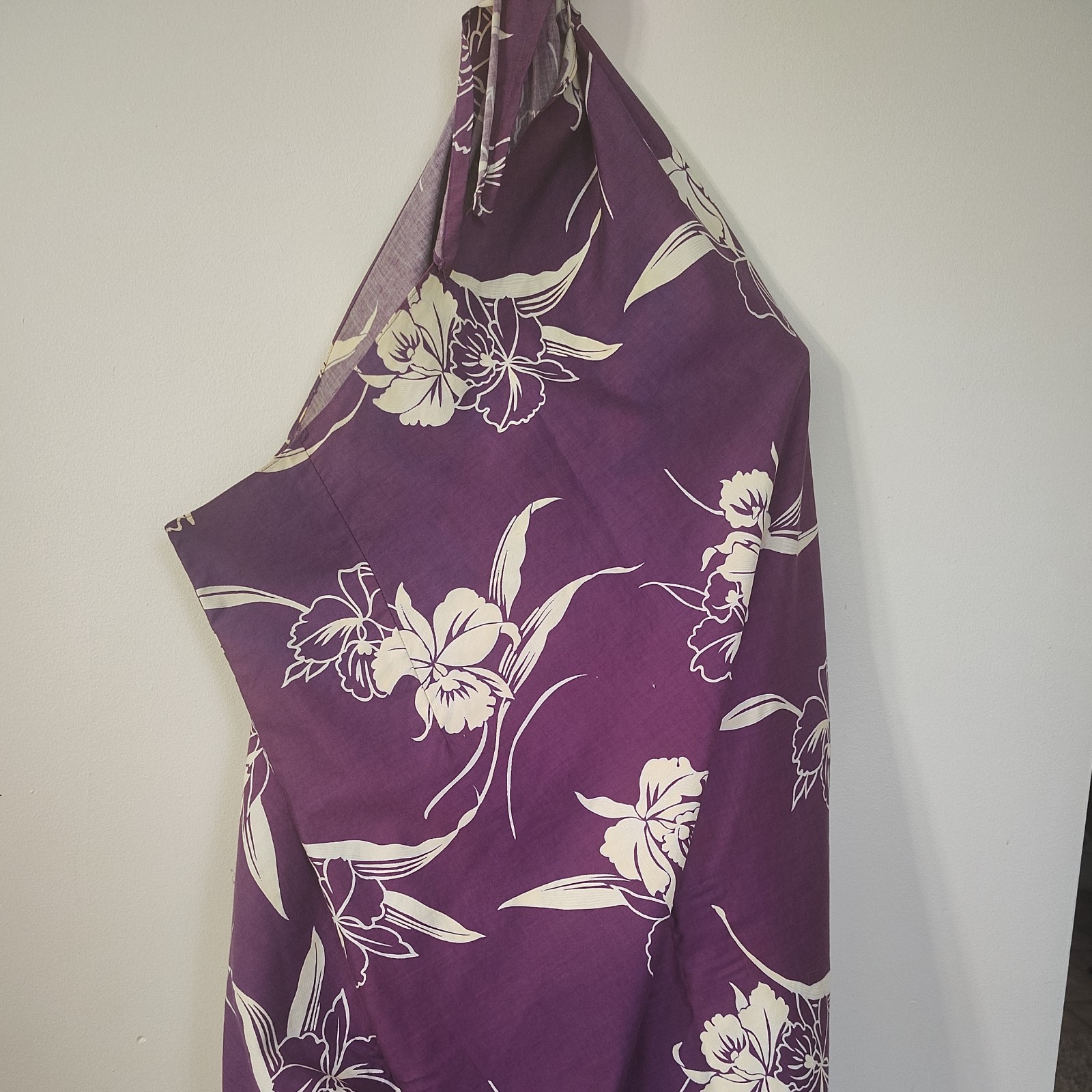 Vintage Malihini Hawaii Purple Floral Wrap Sarong Dress Resort Loungewear