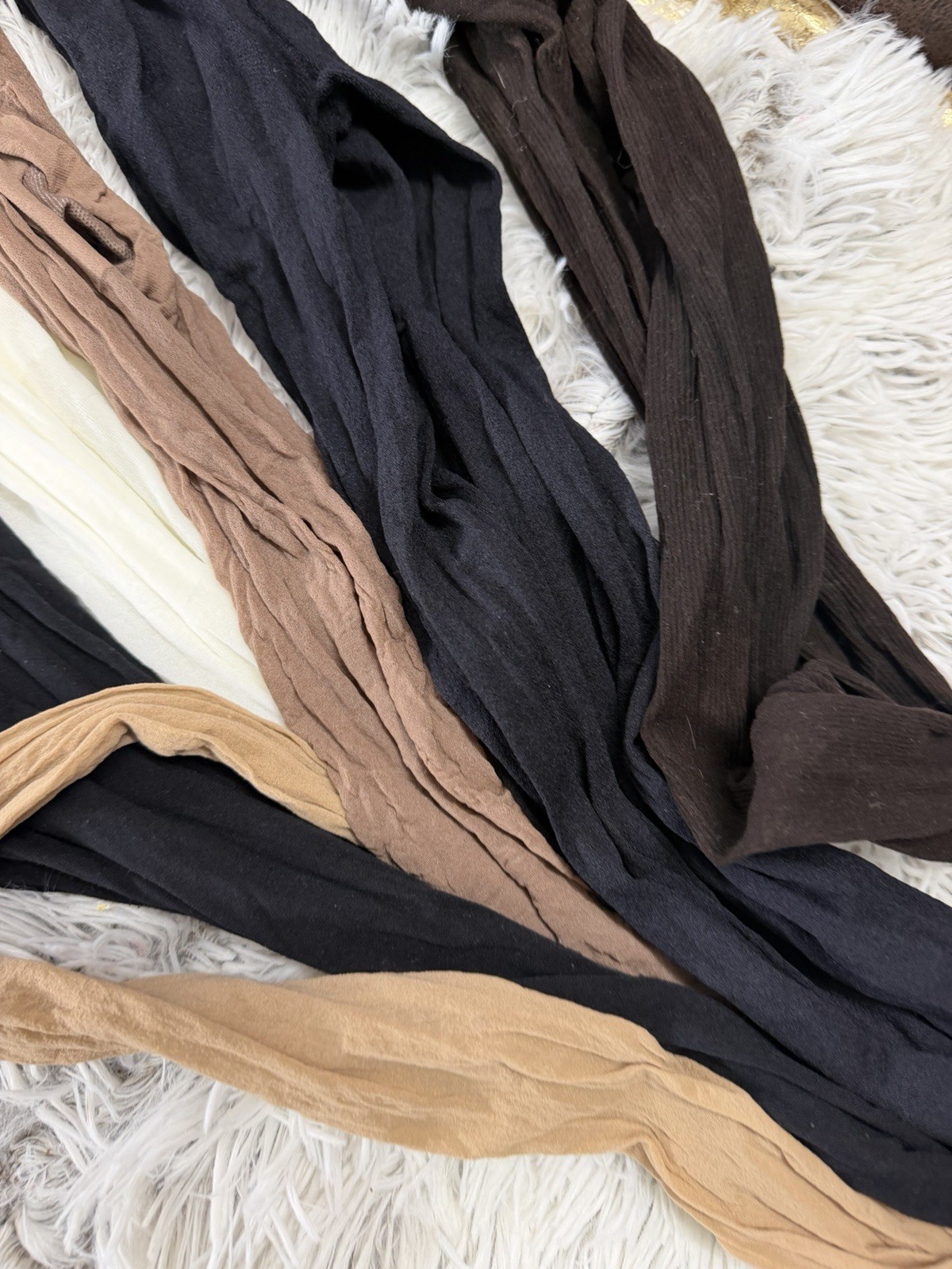 LOT of Vintage PANTYHOSE 6 Pair Nude Flesh Black Brown Hosiery Craft Wear Used