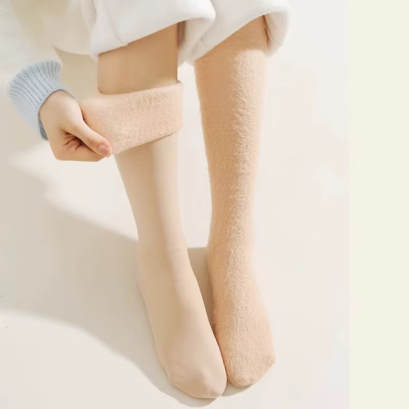 2× Winter Long Socks Women Warm Soft Velvet Thicken Stockings Plush 17.7 inch US