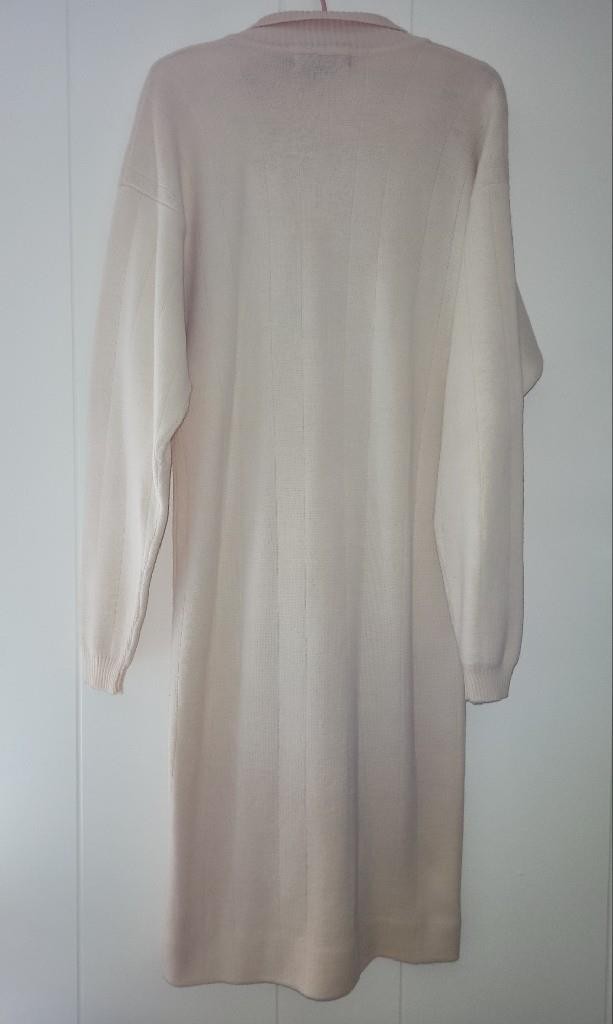 Vintage 1980s HARVE BENARD Long Sleeve Beige Knit SWEATER DRESS Size S Hong Kong