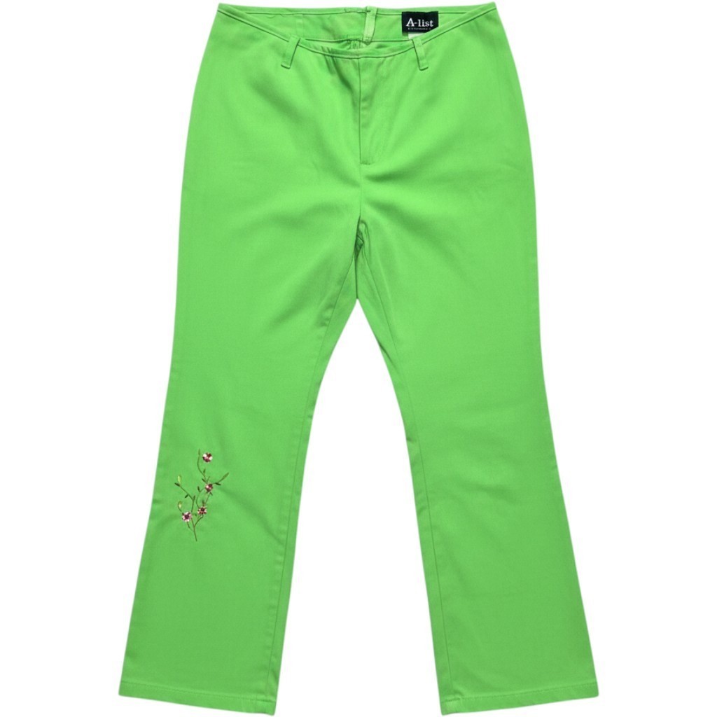 A-list by Wrapper Green Embroidered 2 Piece Pant Set Vintage Large IN3151134