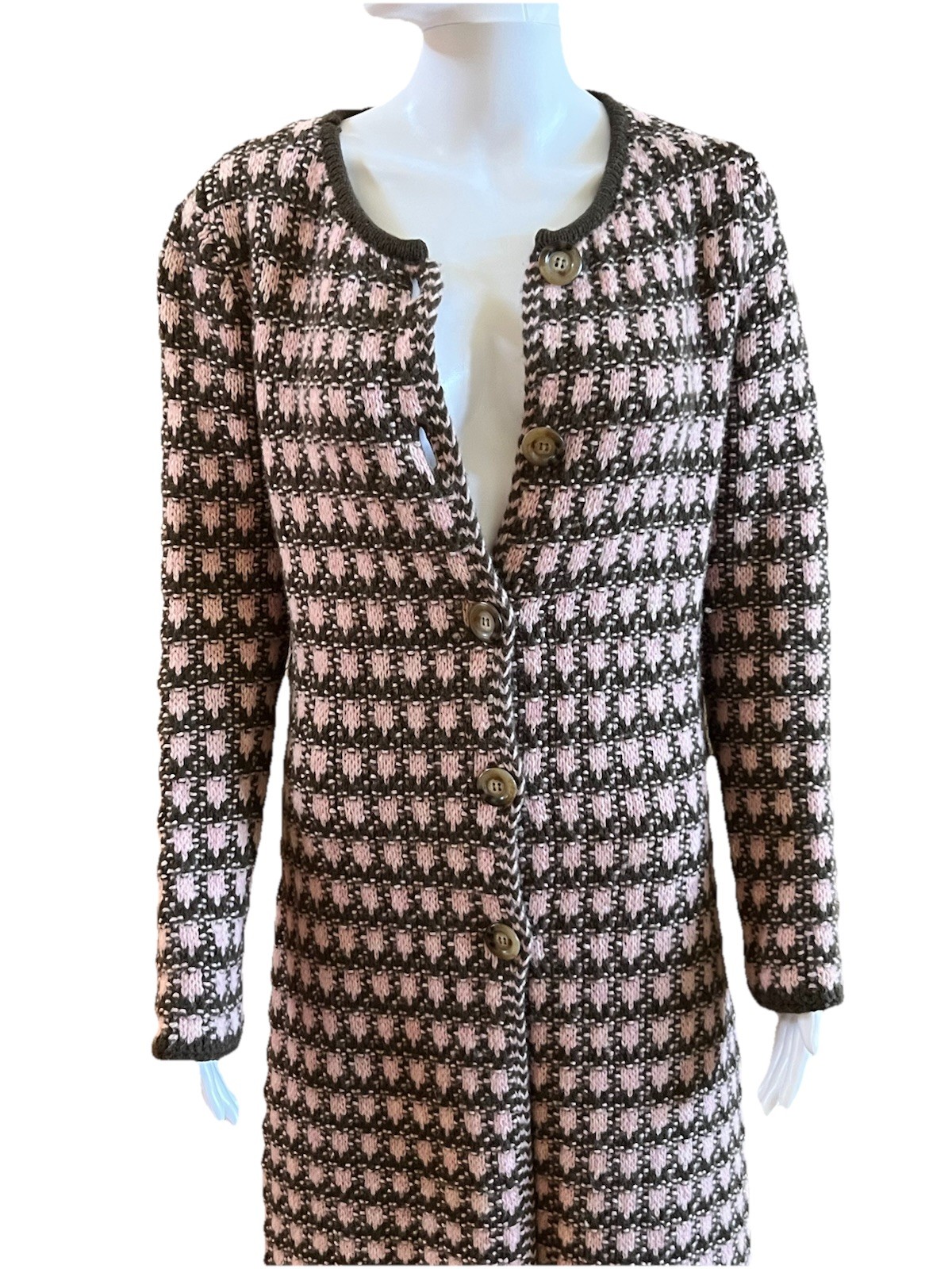 UNITED COLORS OF BENETTON VTG Y2K Size M 6-8 Pink Brown MIDI Coat Dark Academia