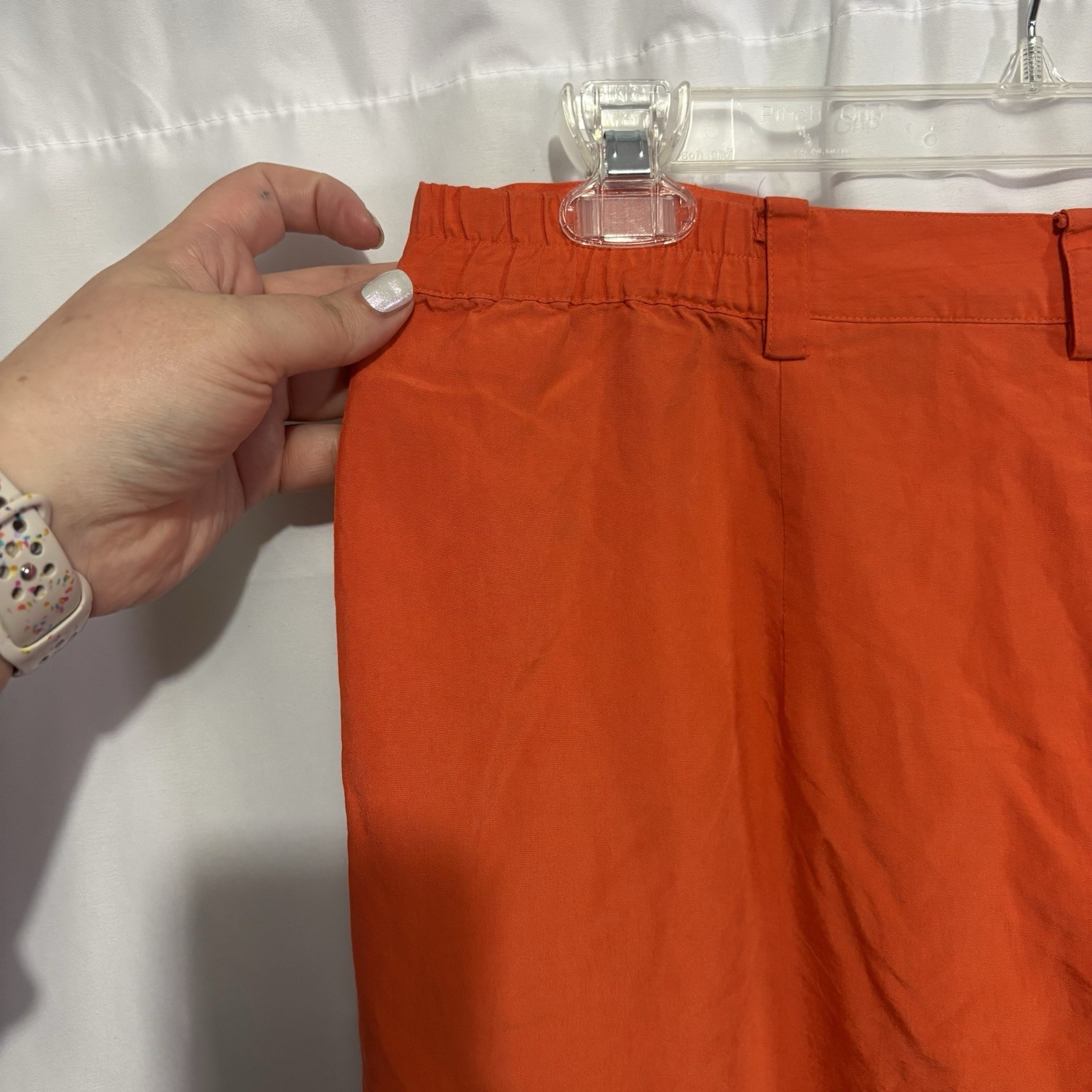 Vintage 100% Silk Orange High Waisted Pleated Trouser Pants Classic Colorful