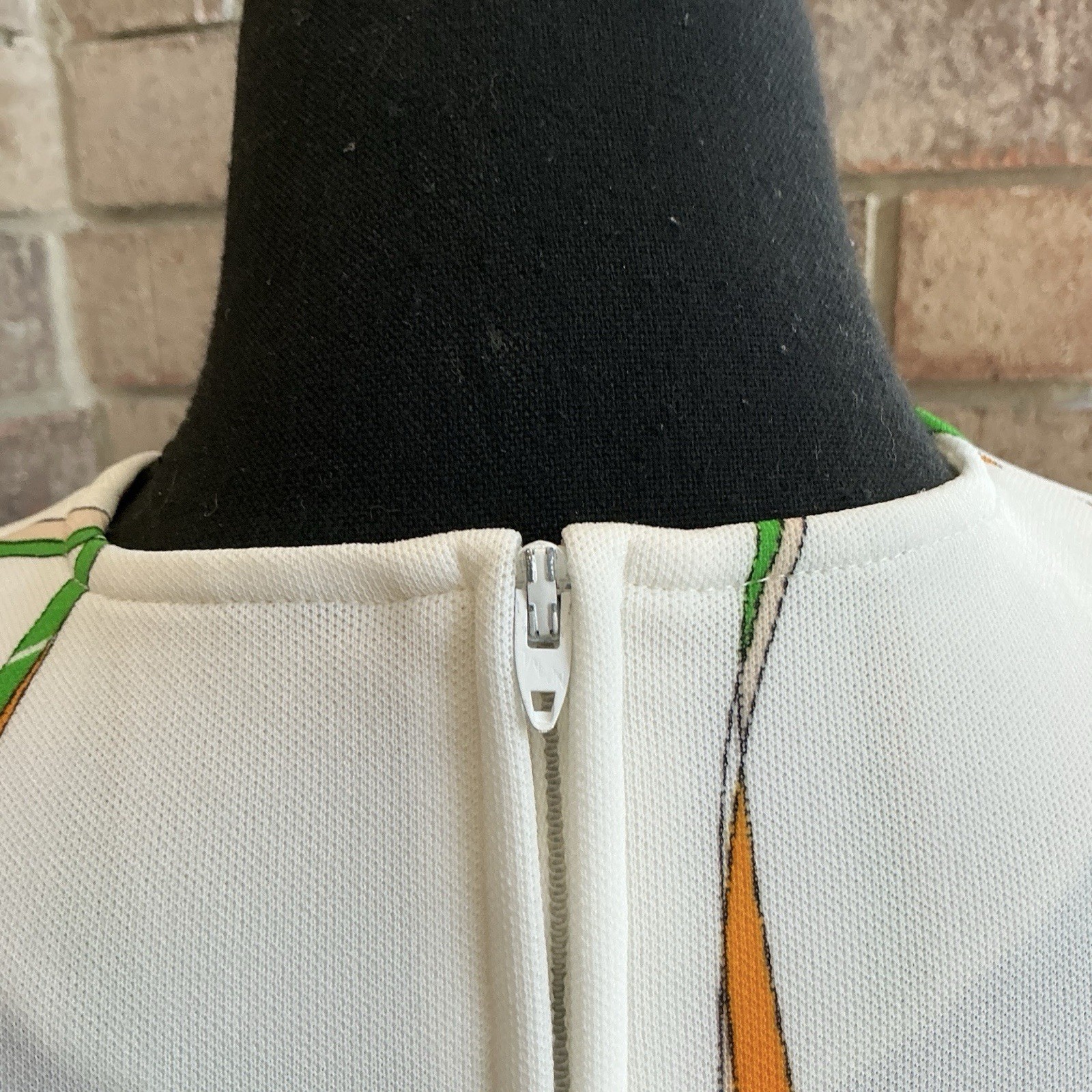 70s VTG Alex Garay Ltd Trevira Orange Green Mod Jacket Vest Set Size S/M #38D4