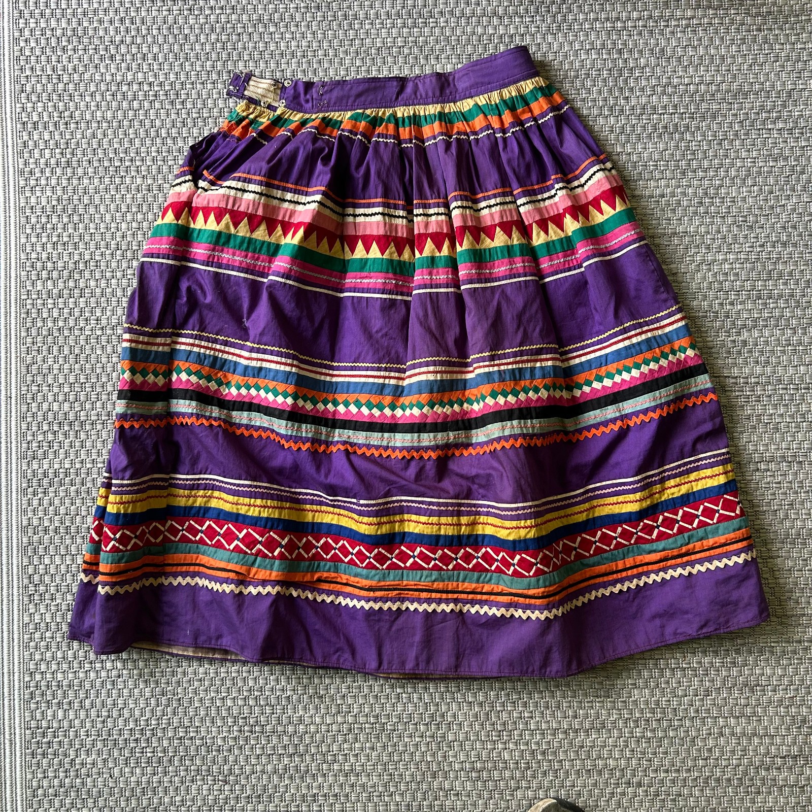 Vintage Colorful Native American Quilted Patchwork Skirt Seminole