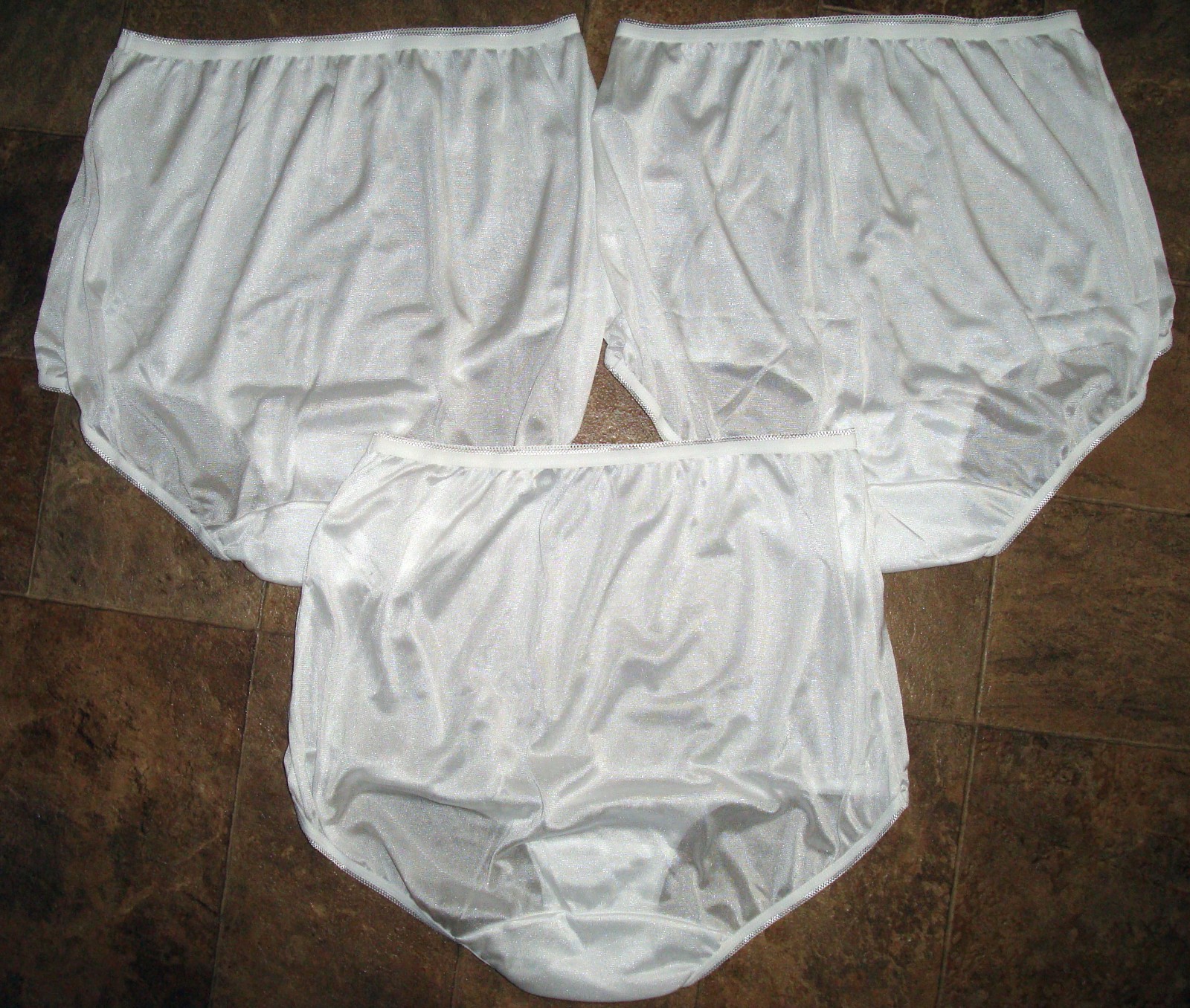 Lot of 3 Underscore 7 L Vintage Shimmery Silky Nylon Brief White