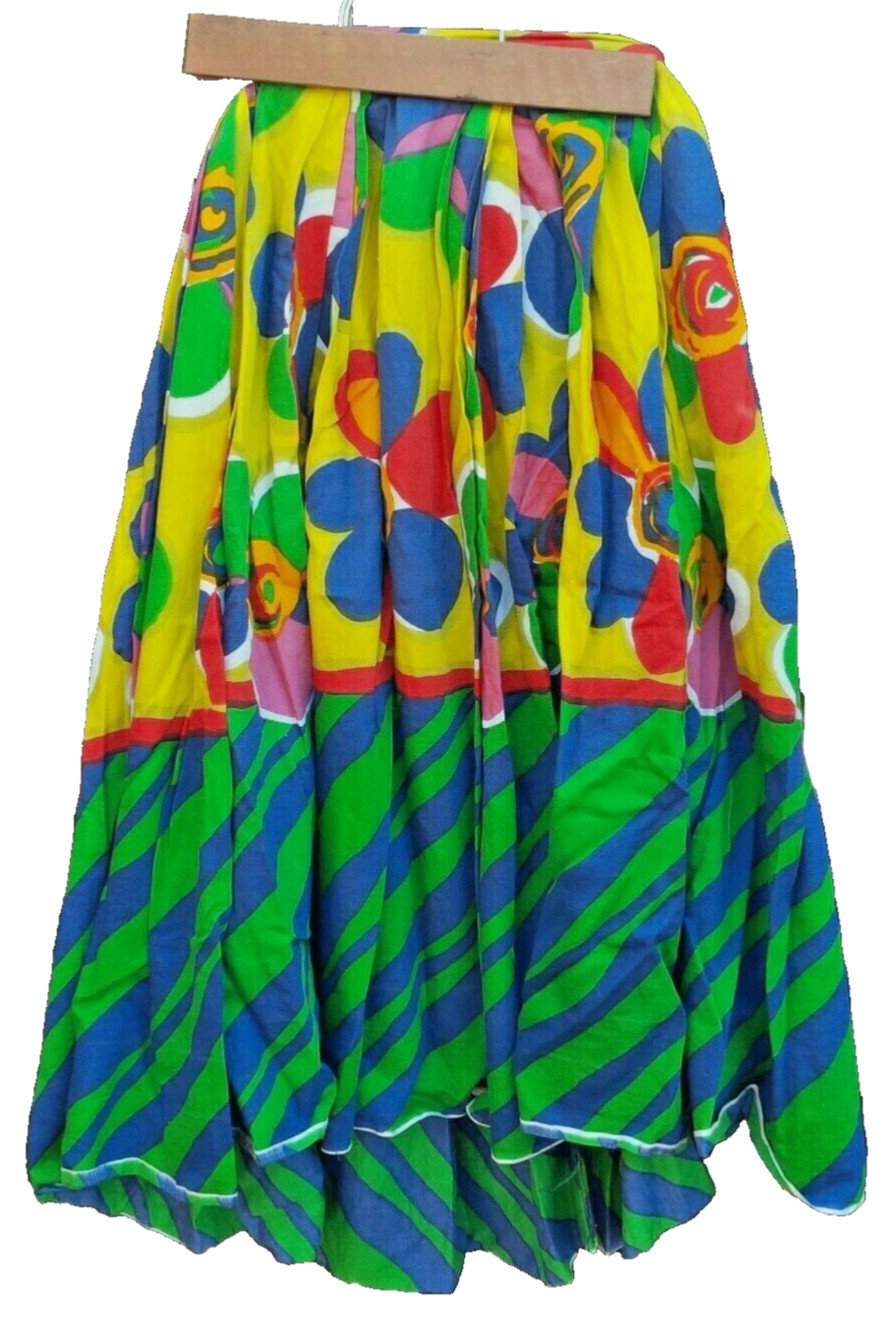 Gorgeous Vintage Nelly de Grab New York Bright Floral Skirt Waist 24″ Length 24″