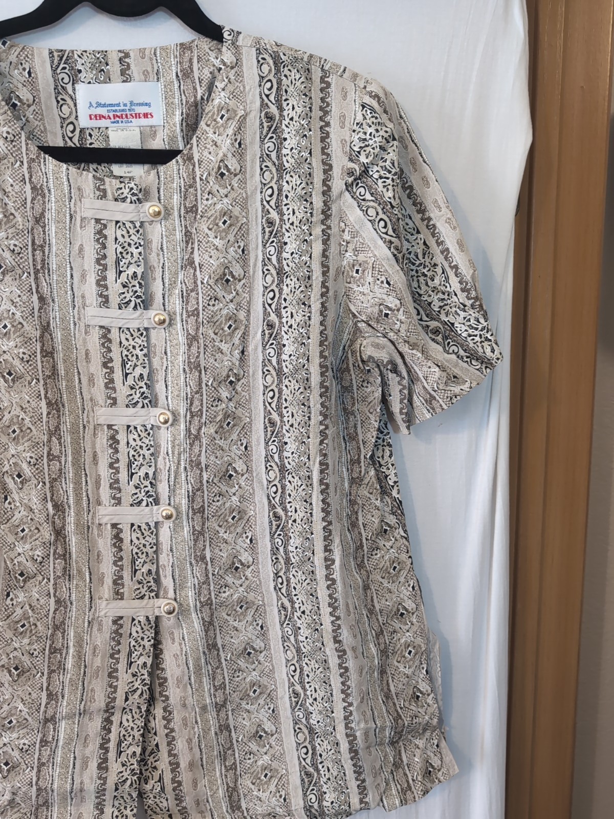 Vintage 80s Reina Industries 14P Button Up Striped S/S Shirt