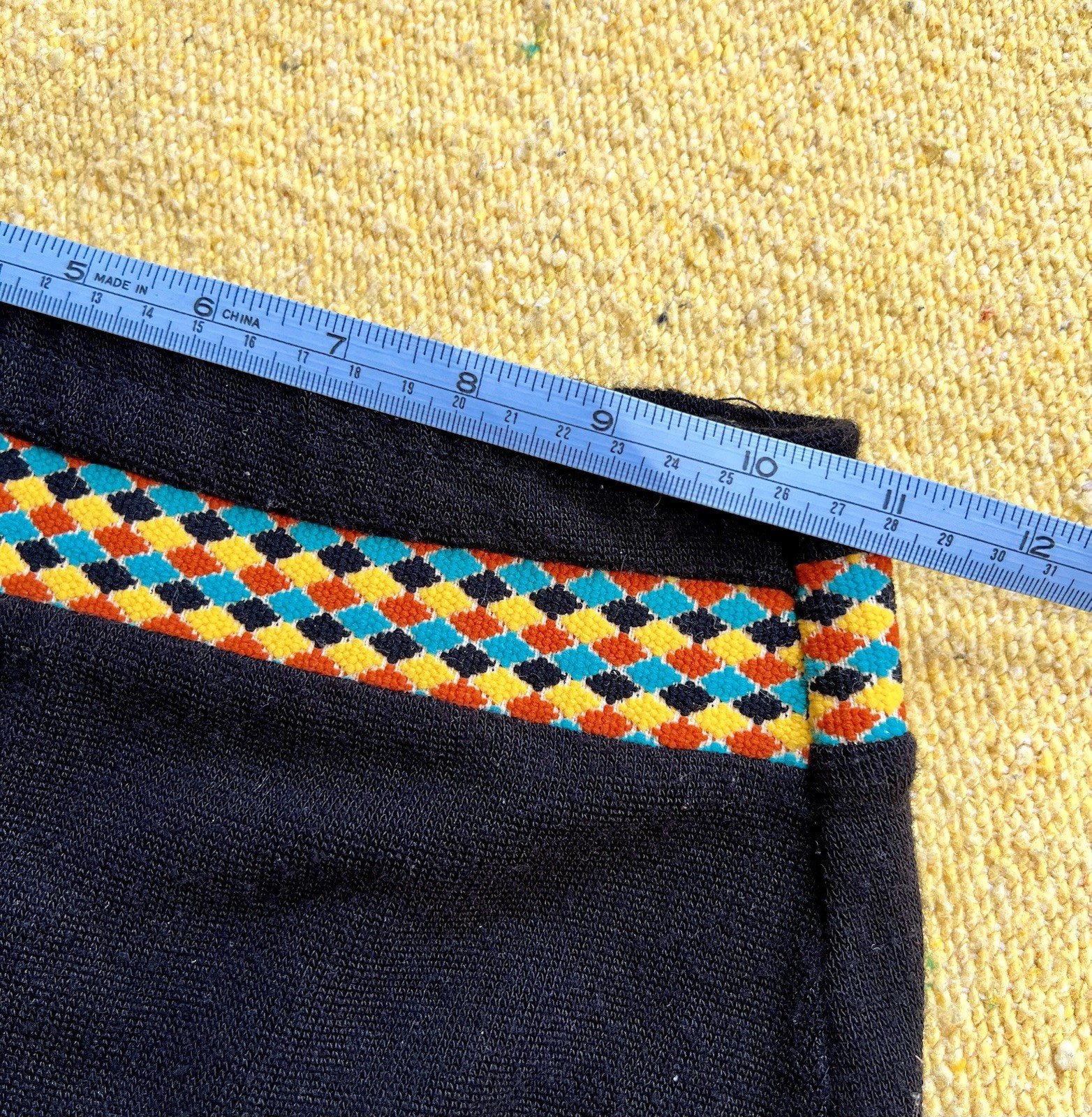 Black Terry Cloth Bikini Swimsuit Checked Waistband 1960s Vintage