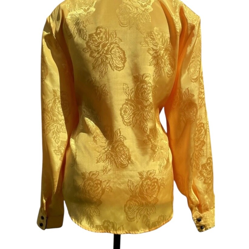 Blouse Yellow Size:16 „Mikado” Elegant Asian Inspired Vintage Golden Yellow