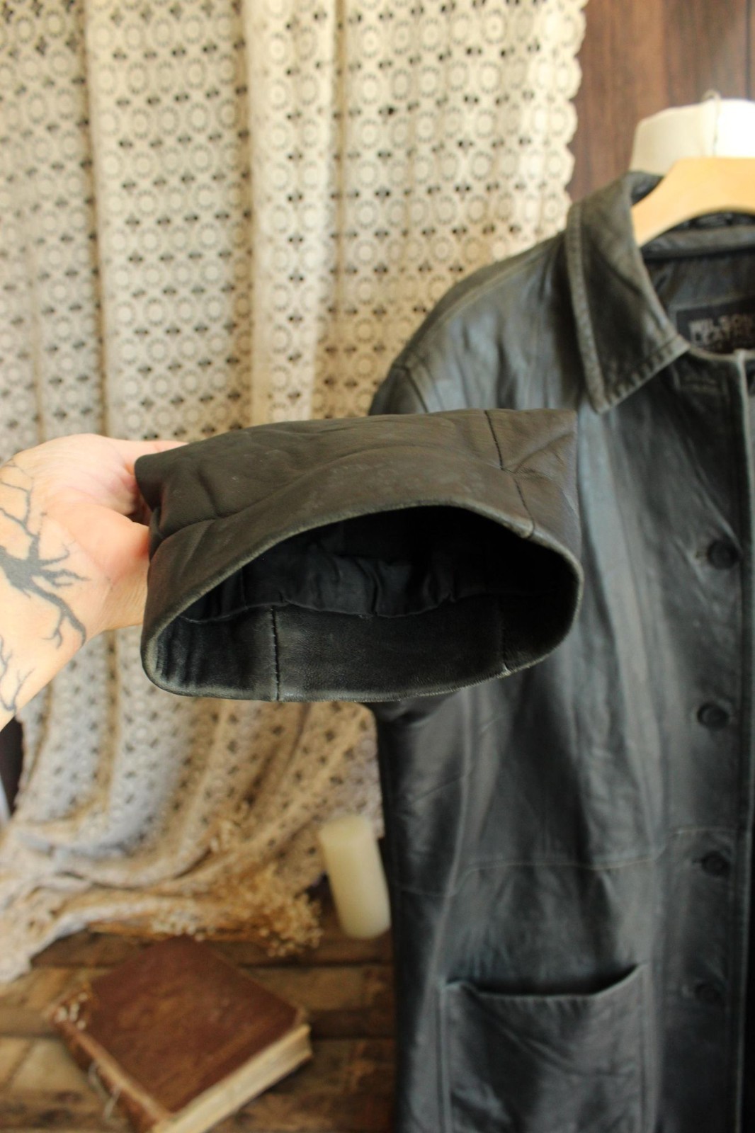 Vintage 1990s Leather Jacket, Volup Size 2X Wilsons Leather Black Car Coat, Pell