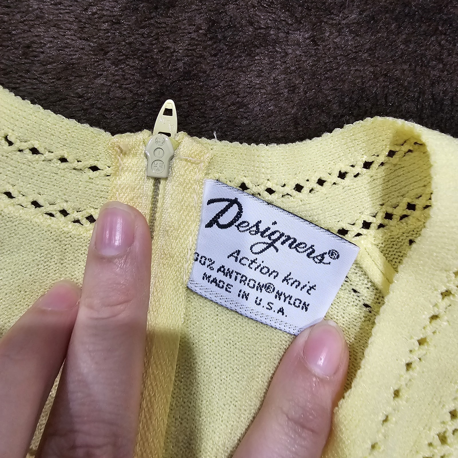 Vtg Designers Action Knit Yellow 100% Antron Nylon Short Sleeve T Shirt Top XL?