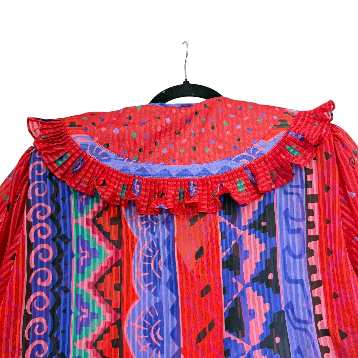 Assorti for Susan Freis Women’s L Multicolor Pleated Ruffle Boho Blouse USA