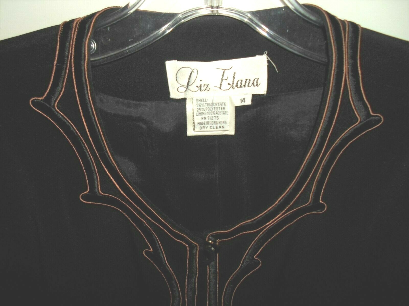 Liz Elana Vtg Sz 14 Black Beaded Medallions Embellished Blazer Jacket Embroidery