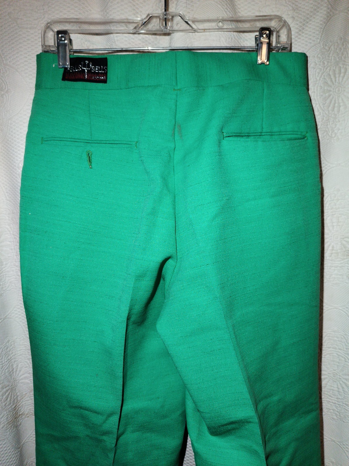 Vintage Hells Bells By Primo Bell Bottom Green Slacks Retro Hippie Flare Pants