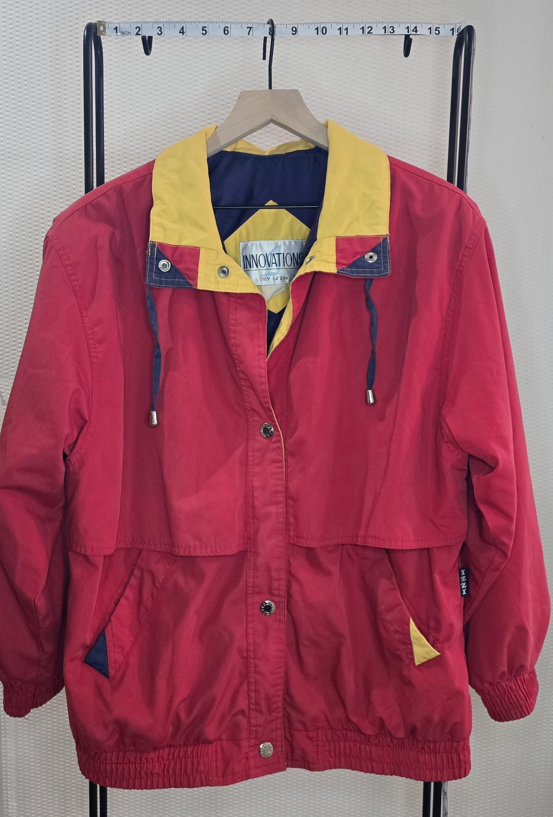 VTG Innovations by Izzi Colorblock 90s Coat Jacket Red Yellow Blue – Size L
